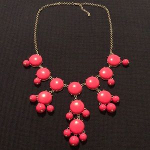 Silver statement bubble necklace with pink gems/beads